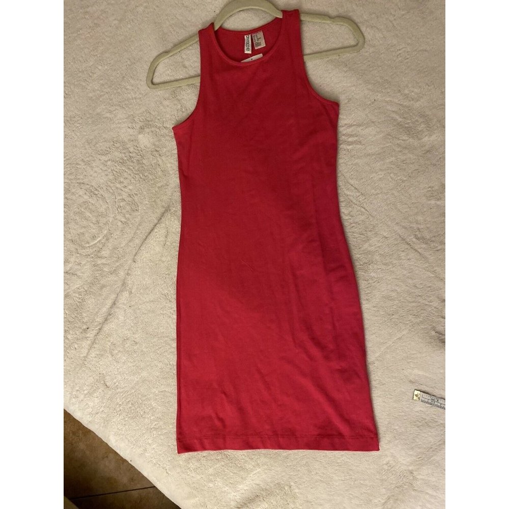 H&m Pink Cotton Bodycon Dress XS NWT - Picture 2 of 5